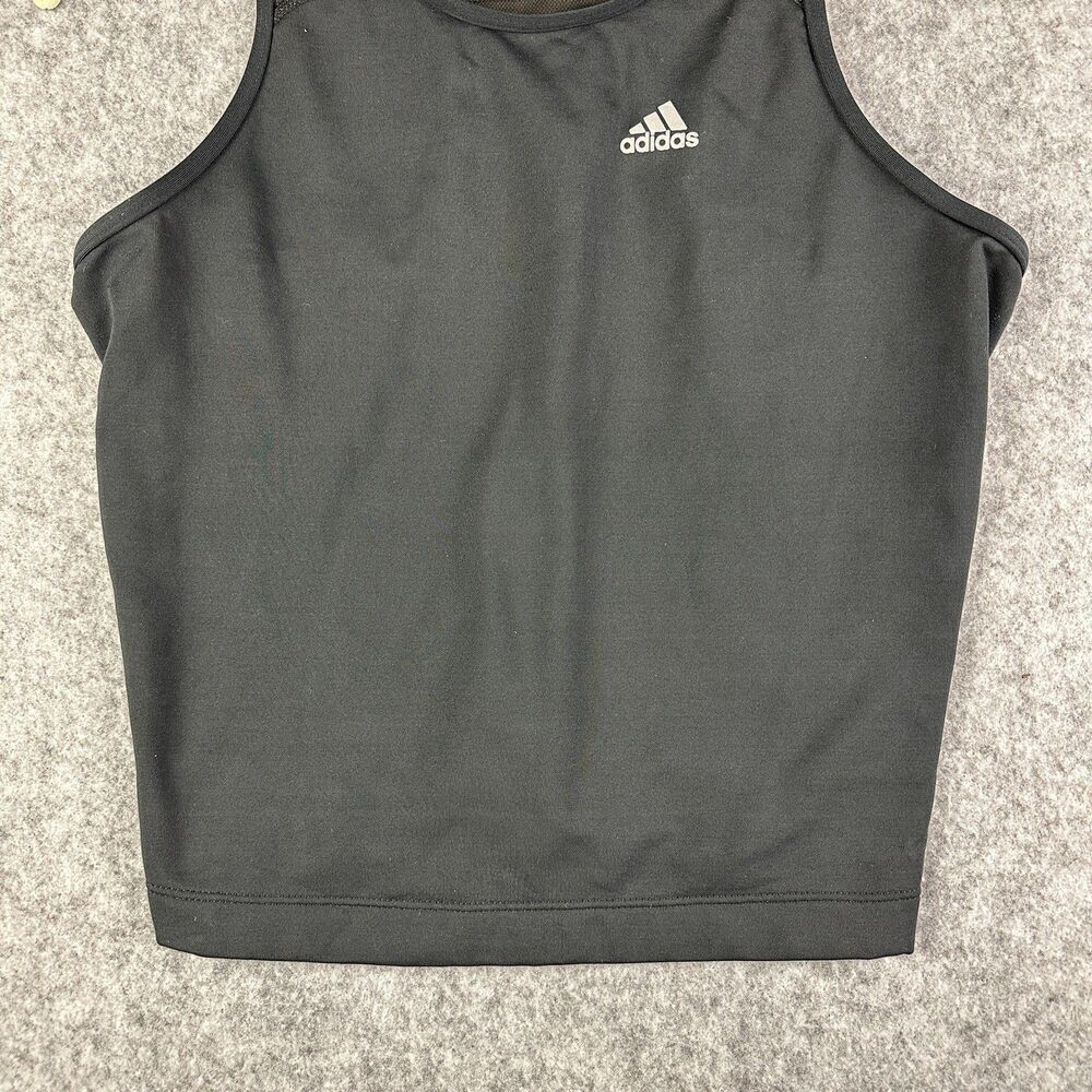 Adidas Tank Top Womens XL Black Stretch Logo Racerback Mesh Back Athleisure Gym - Picture 3 of 12